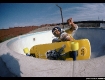Ray 'Bones' Rodriguez on one of his first prototype boards, at Marina Del Rey Skatepark circa 1978